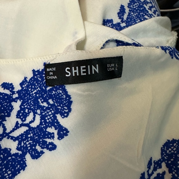 ☢️ 3 For $20 Shein-blouse,dress midi-blue and white summer,PTP 17 - Picture 4 of 5